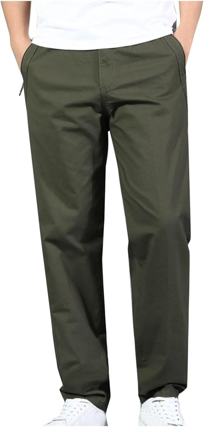 Mens Casual Pants Stretch Elastic Waist Relaxed Fit Pants for Men Work Outdoor Travel Athletic Cargo Pants