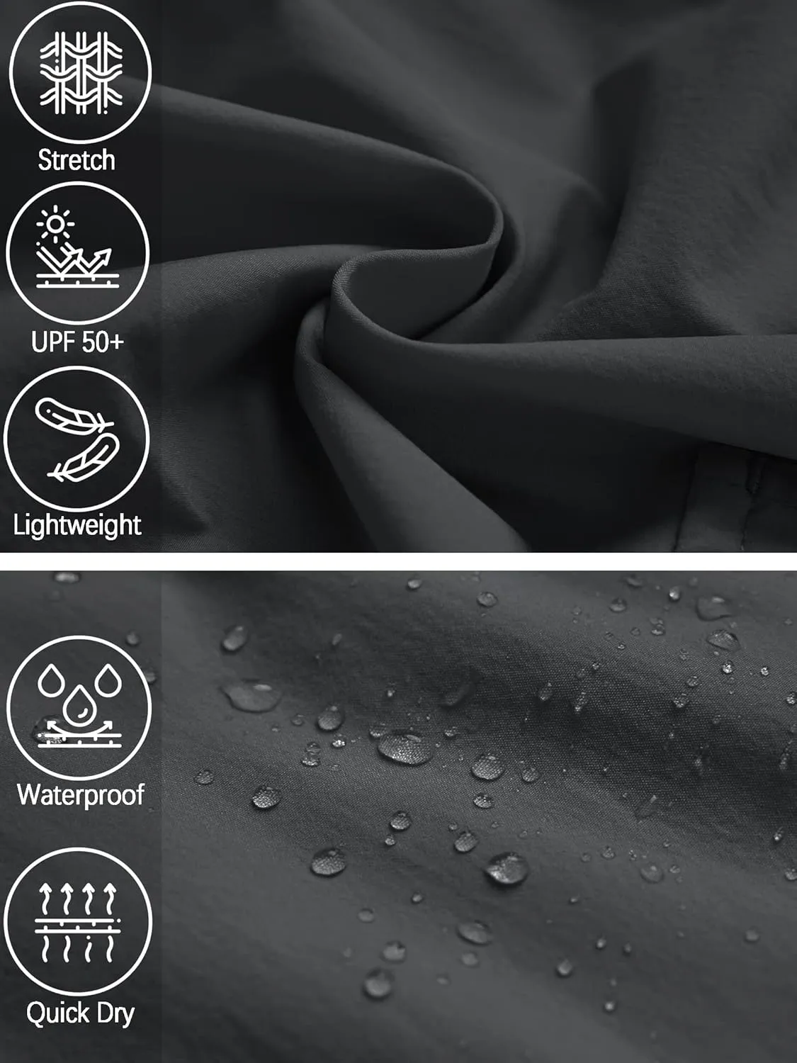 Mens Hiking Convertible Pants Waterproof Lightweight Quick Dry Zip Off Fishing Outdoor Cargo Work Trekking Trousers