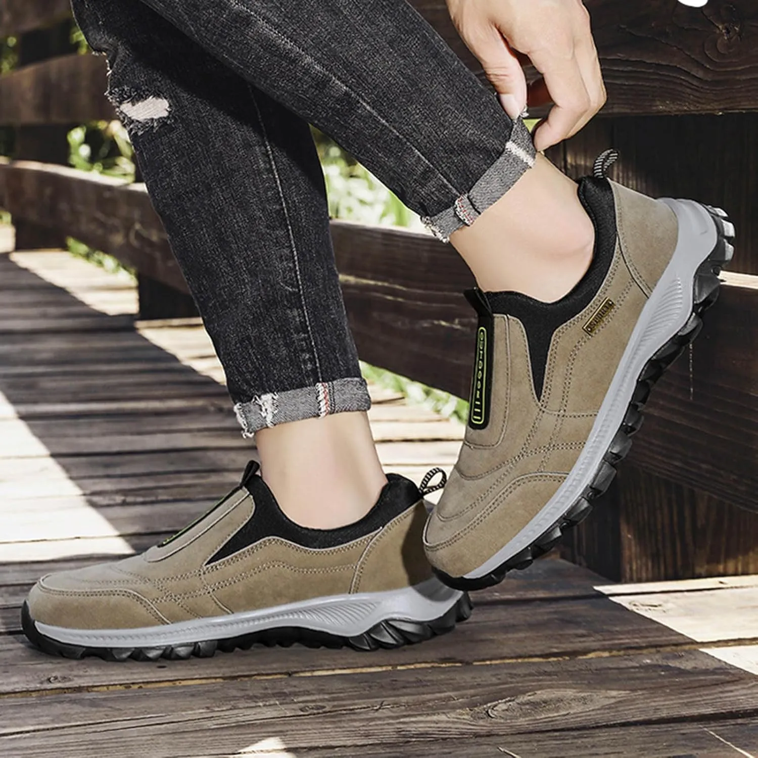 Men's Hiking Shoes Outdoor Walking Shoes Waterproof Work Shoes Trekking Trails Shoes with Arch Support