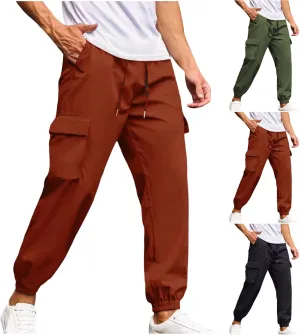 Mens Joggers with Pocket Cargo Drawstring Casual Athletic Sports Lightweight Pants Running Workout Relaxed Fit Trousers