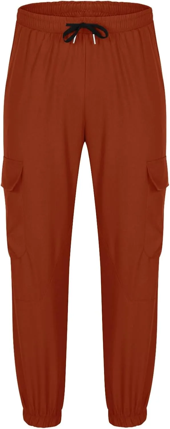 Mens Joggers with Pocket Cargo Drawstring Casual Athletic Sports Lightweight Pants Running Workout Relaxed Fit Trousers