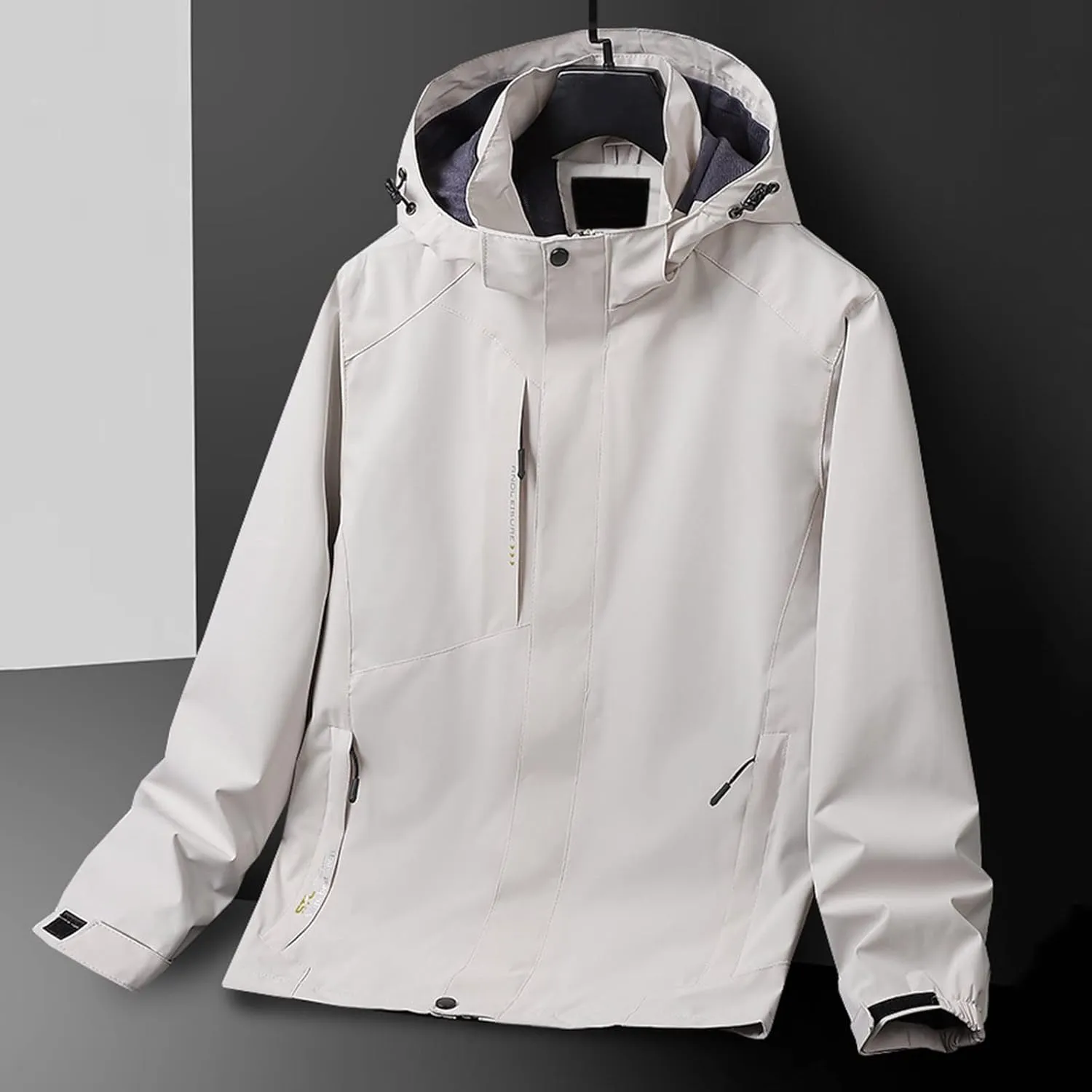 Men's Rain Jacket Waterproof Breathable Solid Hooded Windbreaker Jacket Men's Outdoor Sports Jackets Lightweight Coat