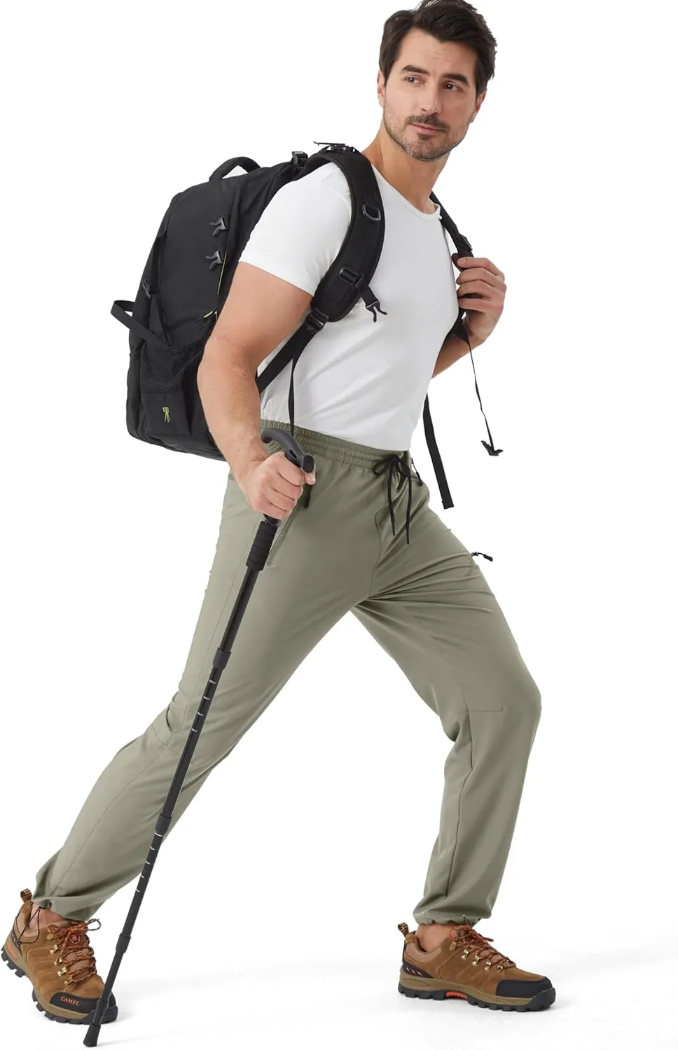 Mens Stretch Hiking Pants Cargo Quick Dry Lightweight Water Resistant Outdoor Fishing Pants Adjustable Bottom Pockets