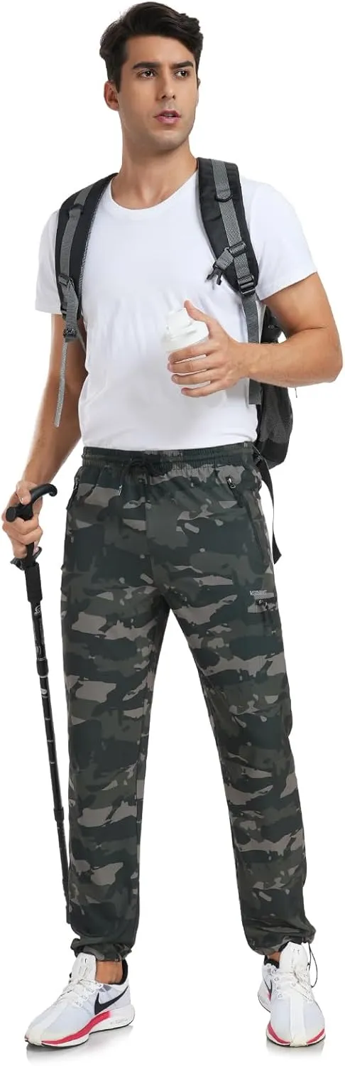Mens Stretch Hiking Pants Cargo Quick Dry Lightweight Water Resistant Outdoor Fishing Pants Adjustable Bottom Pockets