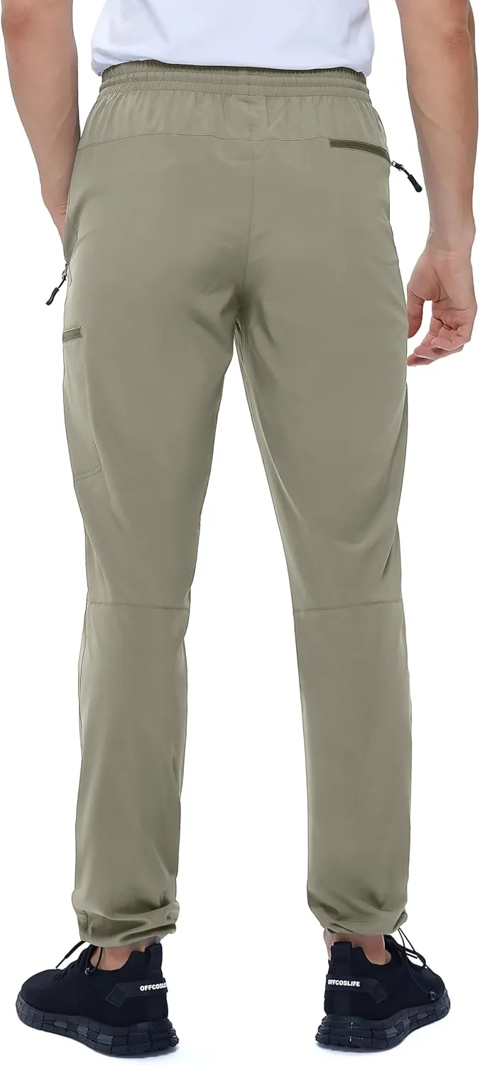 Mens Stretch Hiking Pants Cargo Quick Dry Lightweight Water Resistant Outdoor Fishing Pants Adjustable Bottom Pockets
