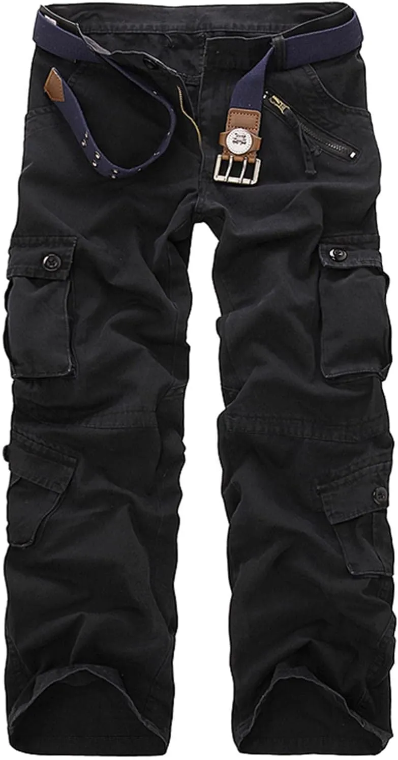 Men's Tactical Pants Workout Regular Fit Multi-Pockets Sports Outdoor Cargo Pants Active Hiking Travel Trousers