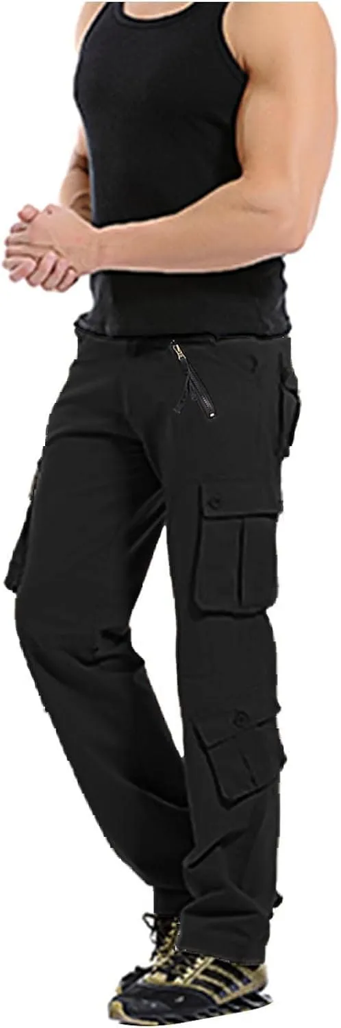 Men's Tactical Pants Workout Regular Fit Multi-Pockets Sports Outdoor Cargo Pants Active Hiking Travel Trousers