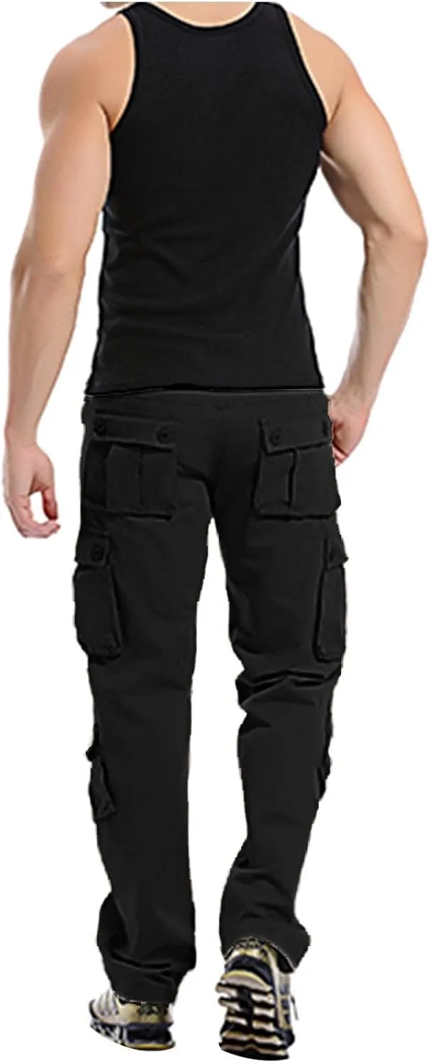 Men's Tactical Pants Workout Regular Fit Multi-Pockets Sports Outdoor Cargo Pants Active Hiking Travel Trousers