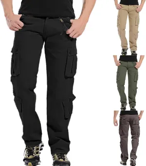 Men's Tactical Pants Workout Regular Fit Multi-Pockets Sports Outdoor Cargo Pants Active Hiking Travel Trousers
