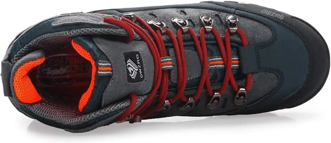 Men's Waterproof Leather mid Hiking Boots Outdoor Non-Slip Lightweight Trekking Sneakers