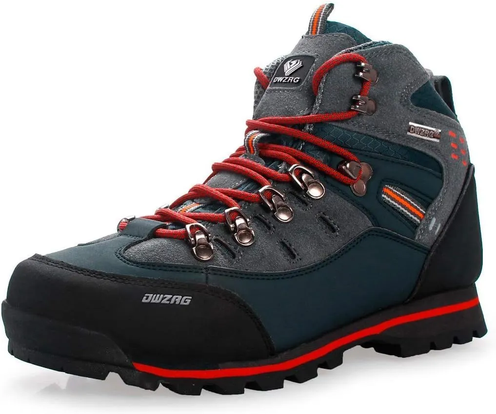 Men's Waterproof Leather mid Hiking Boots Outdoor Non-Slip Lightweight Trekking Sneakers