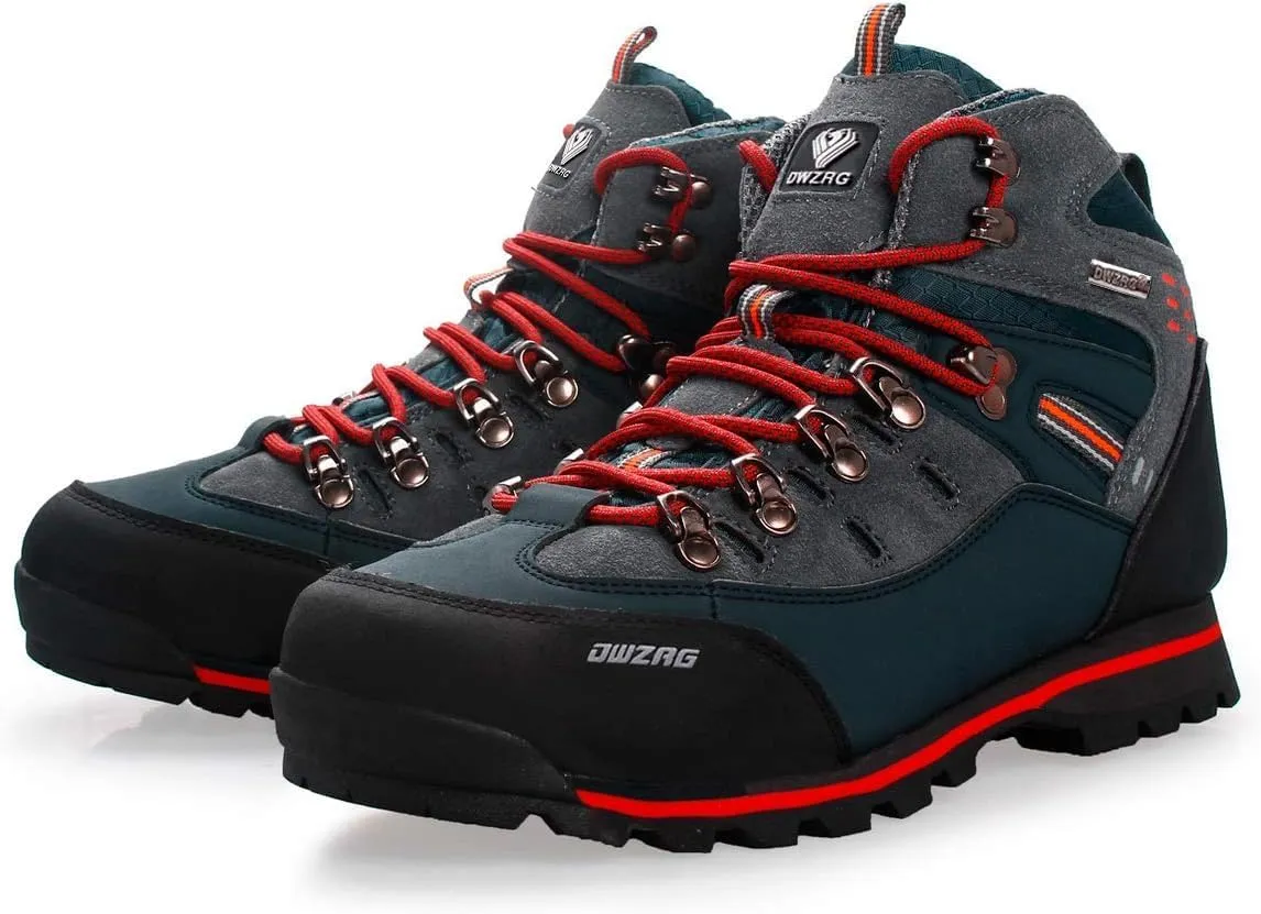 Men's Waterproof Leather mid Hiking Boots Outdoor Non-Slip Lightweight Trekking Sneakers