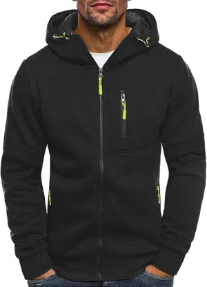 Men's Zip Up Fleece Hoodie Lightweight Sweatshirt Long Sleeve Sports Hooded Jacket with Zipper Pockets