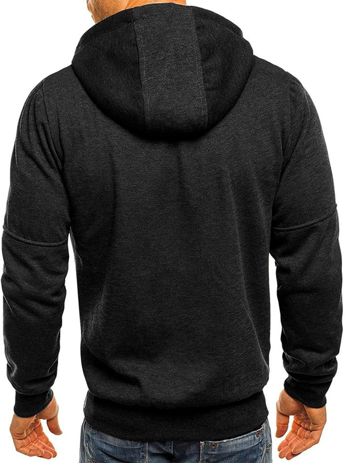 Men's Zip Up Fleece Hoodie Lightweight Sweatshirt Long Sleeve Sports Hooded Jacket with Zipper Pockets