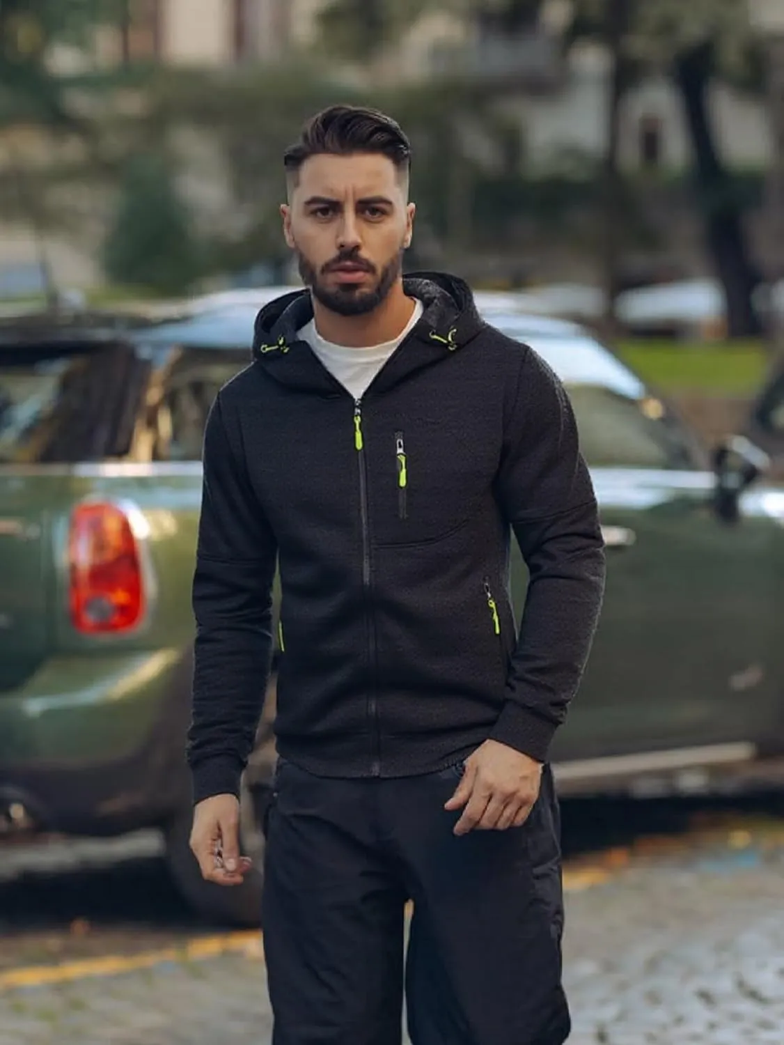 Men's Zip Up Fleece Hoodie Lightweight Sweatshirt Long Sleeve Sports Hooded Jacket with Zipper Pockets