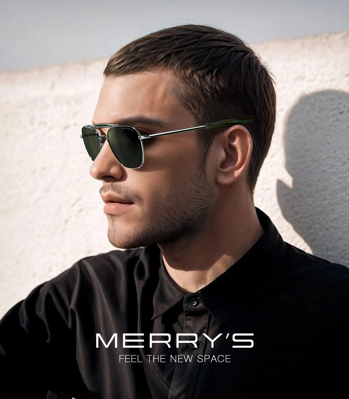 MERRY'S Classic Square Aviator II Military Polarized Sunglasses for Men or Women S8637