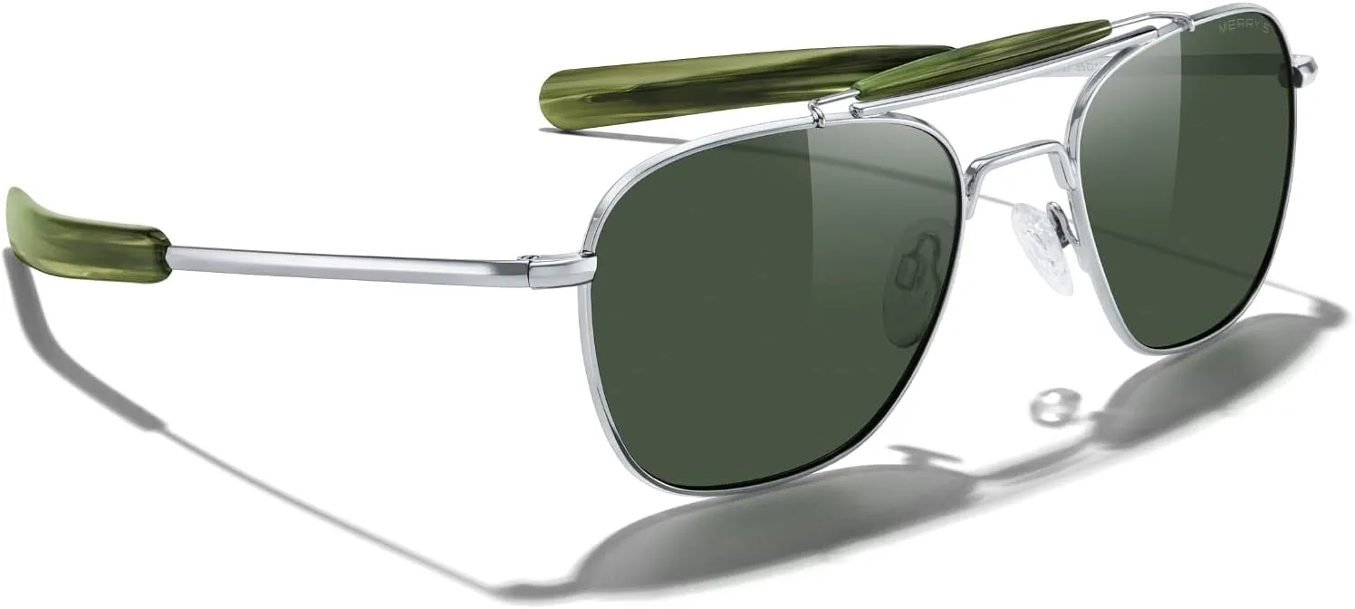 MERRY'S Classic Square Aviator II Military Polarized Sunglasses for Men or Women S8637