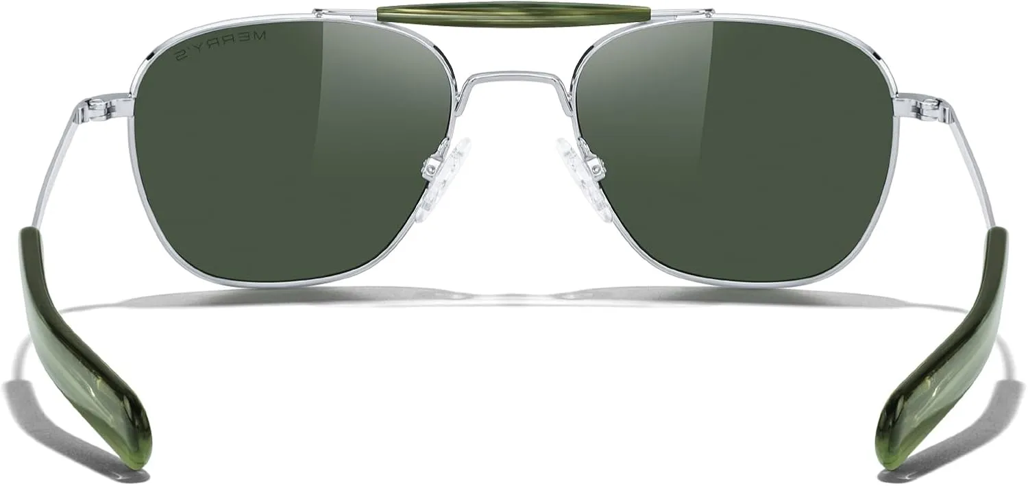 MERRY'S Classic Square Aviator II Military Polarized Sunglasses for Men or Women S8637