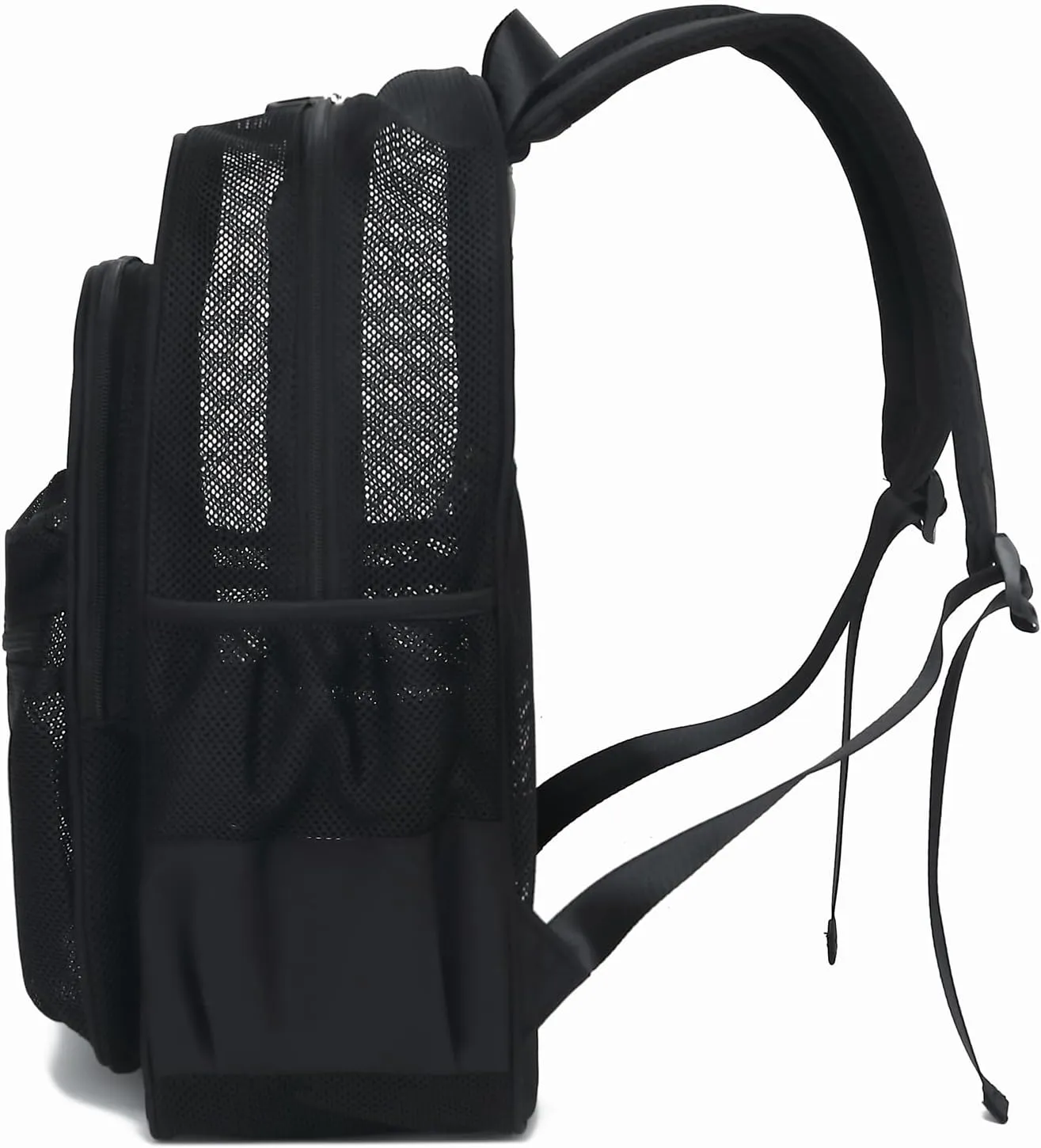 Mesh Bacpack Heavy Duty for School, Lightweight See Through College Backpack for Work Beach Sports (Black)