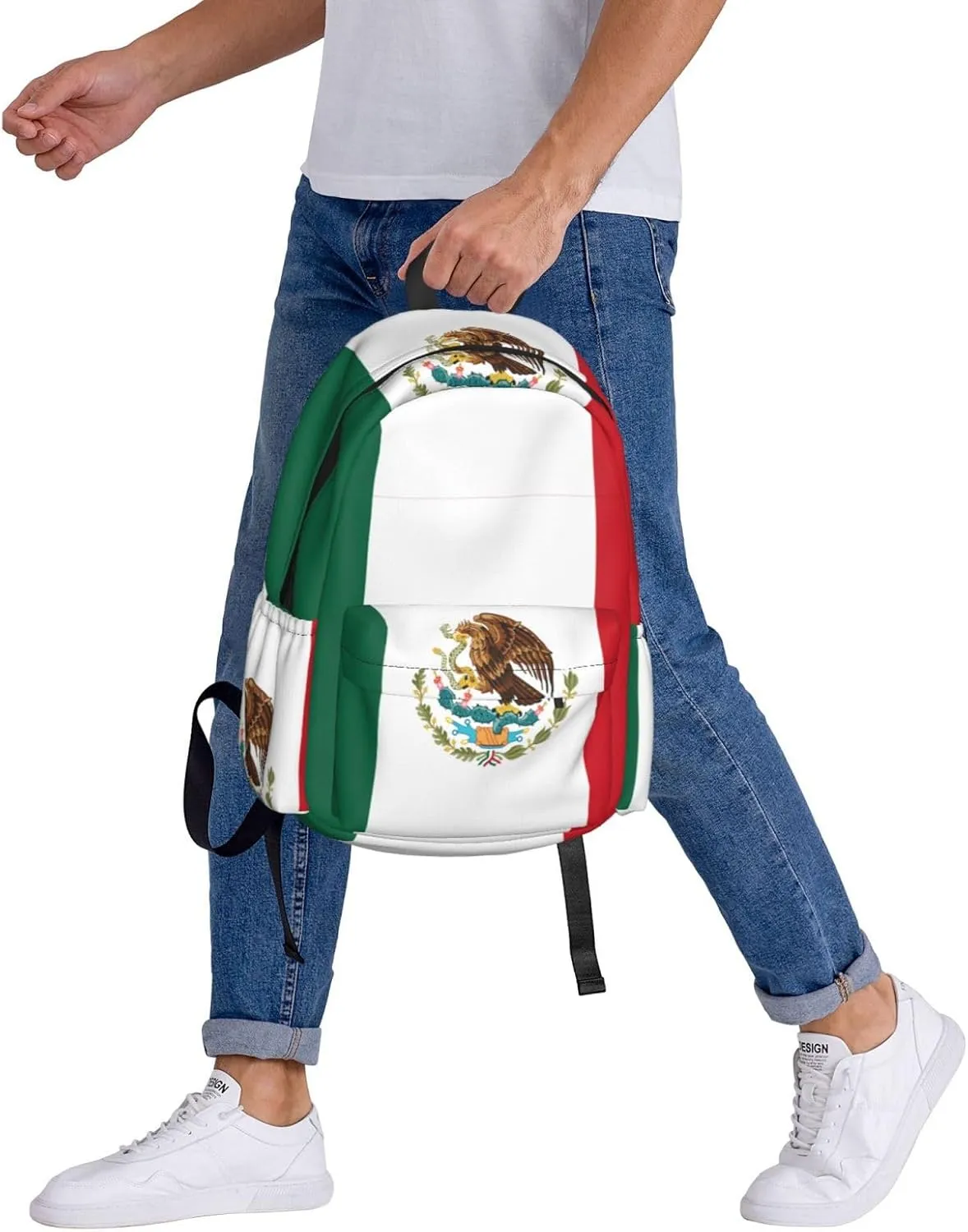 Mexican Flag Backpack Large Capacity Backpack Lightweight Double Shoulder Bag For Women Men Travel
