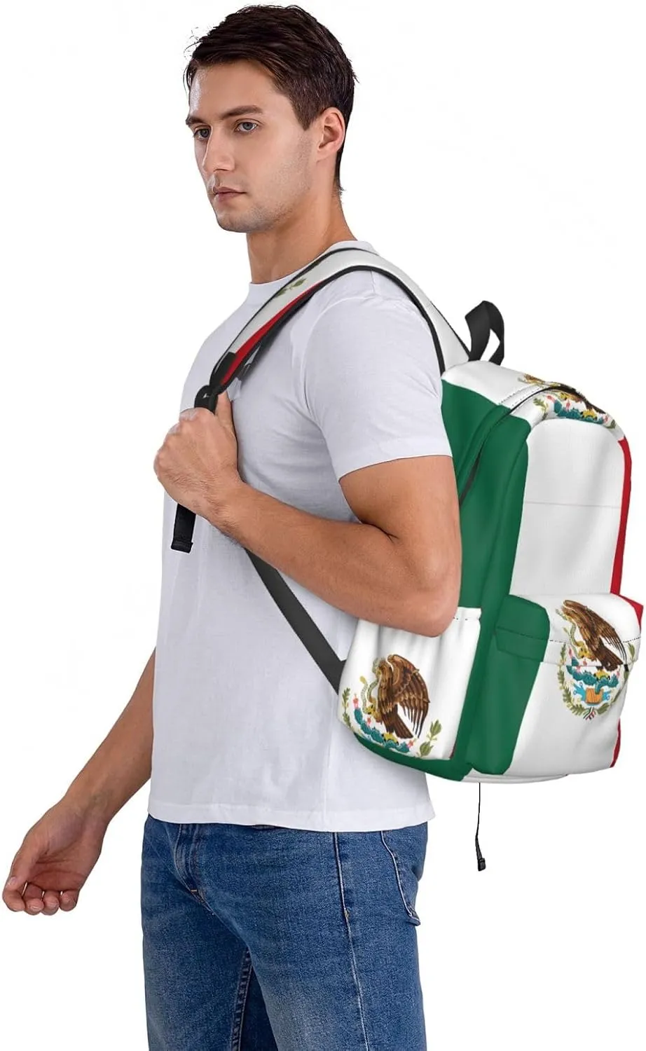 Mexican Flag Backpack Large Capacity Backpack Lightweight Double Shoulder Bag For Women Men Travel