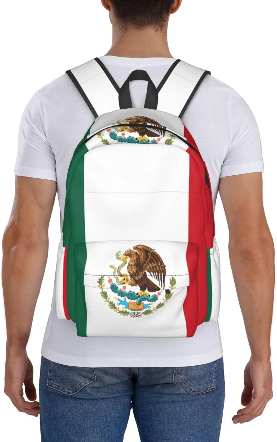 Mexican Flag Backpack Large Capacity Backpack Lightweight Double Shoulder Bag For Women Men Travel