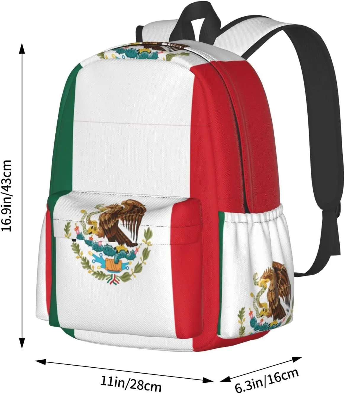 Mexican Flag Backpack Large Capacity Backpack Lightweight Double Shoulder Bag For Women Men Travel