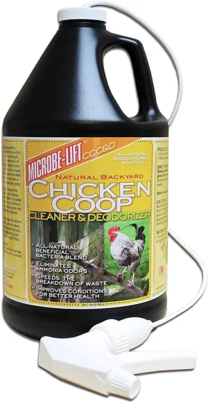 MICROBE-LIFT Chicken Coop Cleaner and Odor Eliminator, Use on all Surfaces and Supplies, Turns Chicken Poop Into Fertilizer, Ammonia Reducer, Highly Concentrated and Safe Formula, 1 Gallon