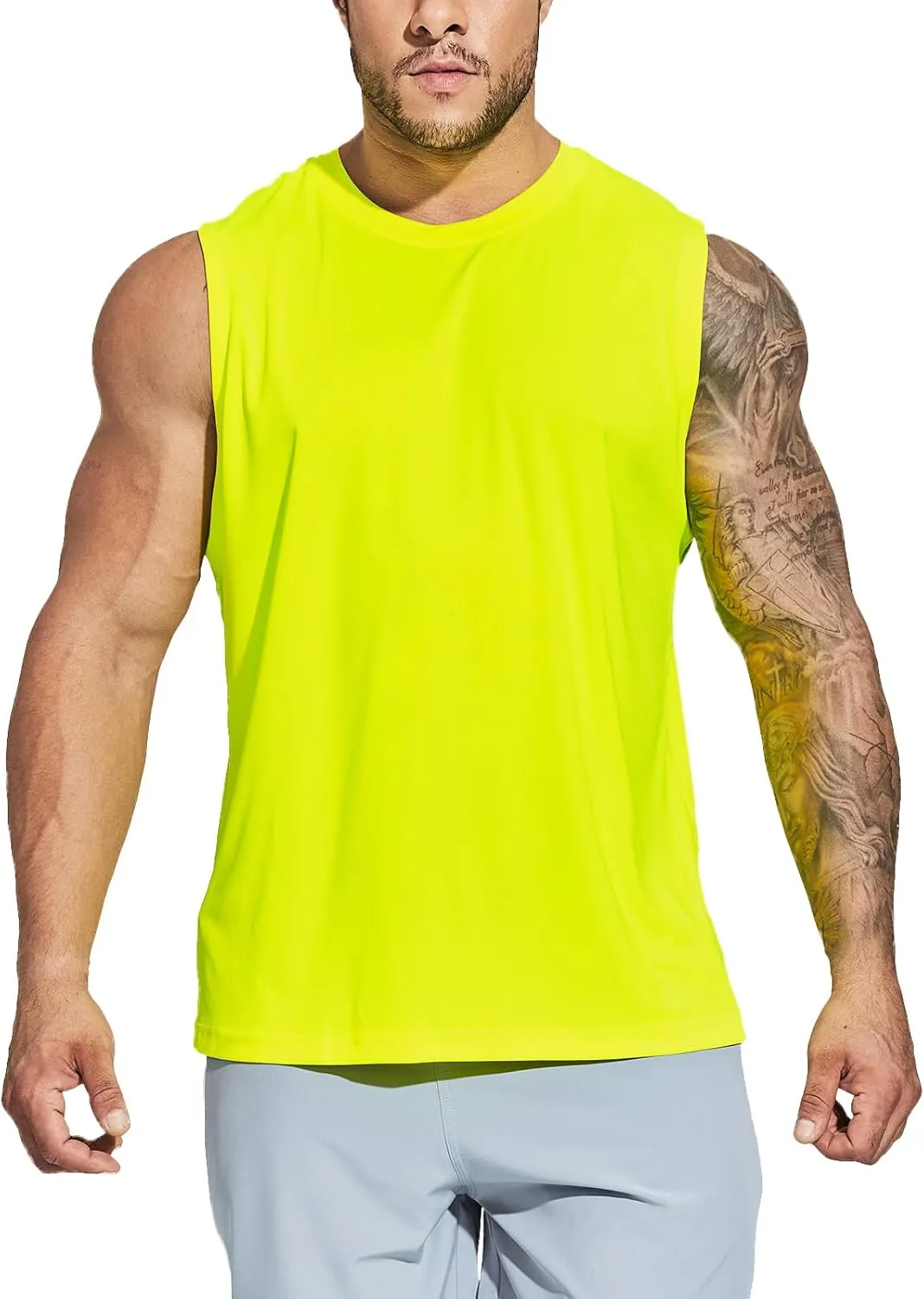 MIER Men's Workout Tank Tops UPF 50  Swim Shirts Quick Dry Running Sleeveless UV Protection Muscle Tees
