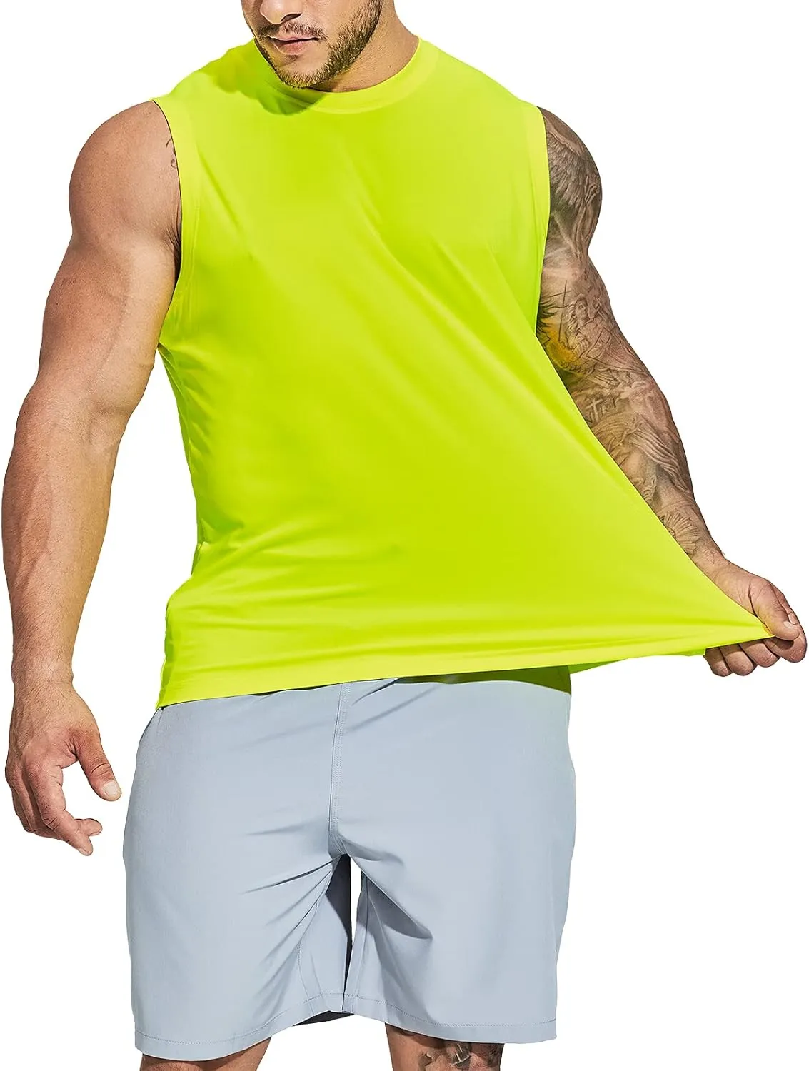 MIER Men's Workout Tank Tops UPF 50  Swim Shirts Quick Dry Running Sleeveless UV Protection Muscle Tees