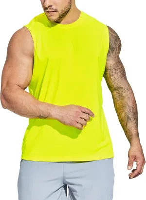 MIER Men's Workout Tank Tops UPF 50  Swim Shirts Quick Dry Running Sleeveless UV Protection Muscle Tees