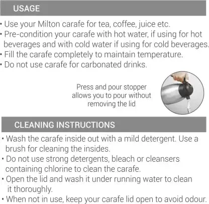 Milton Classic 600 Thermosteel 24 Hours Hot or Cold Carafe, 600 ml, Silver