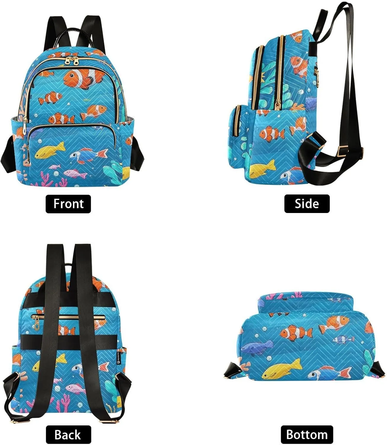 Mini Backpack Quilted Purse for Womens Small Backpack Daypack Coral Pattern for Travel Daily Work,Multi11