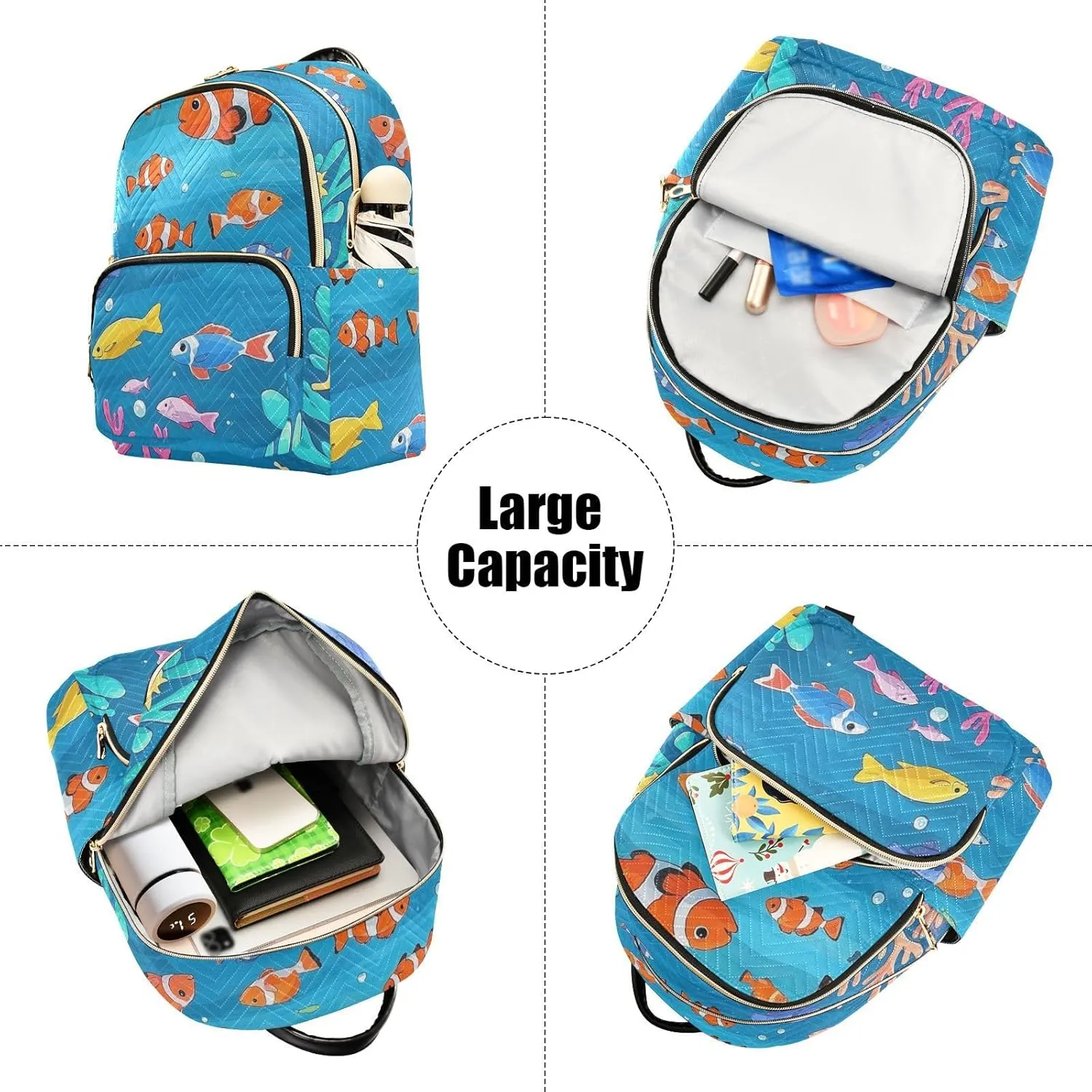 Mini Backpack Quilted Purse for Womens Small Backpack Daypack Coral Pattern for Travel Daily Work,Multi11