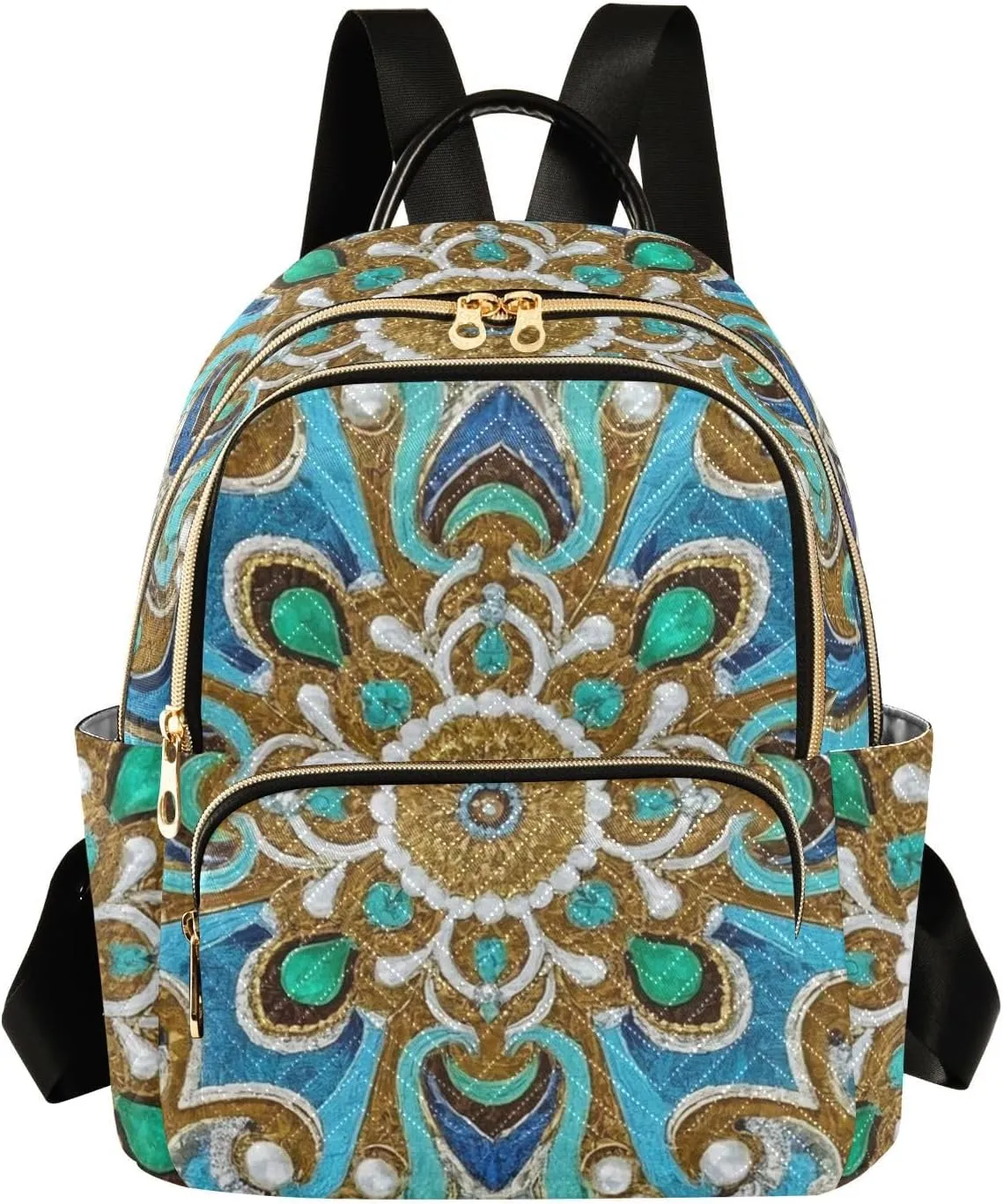 Mini Backpack Quilted Purse for Womens Small Backpack Daypack Embroider Pattern for Travel Daily Work,Multi2