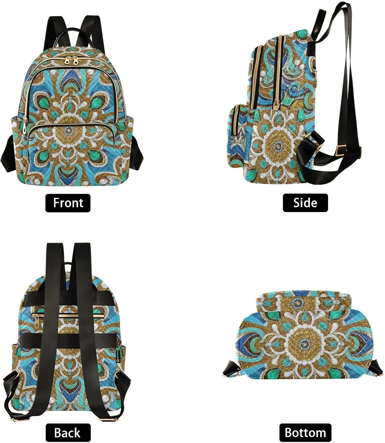 Mini Backpack Quilted Purse for Womens Small Backpack Daypack Embroider Pattern for Travel Daily Work,Multi2