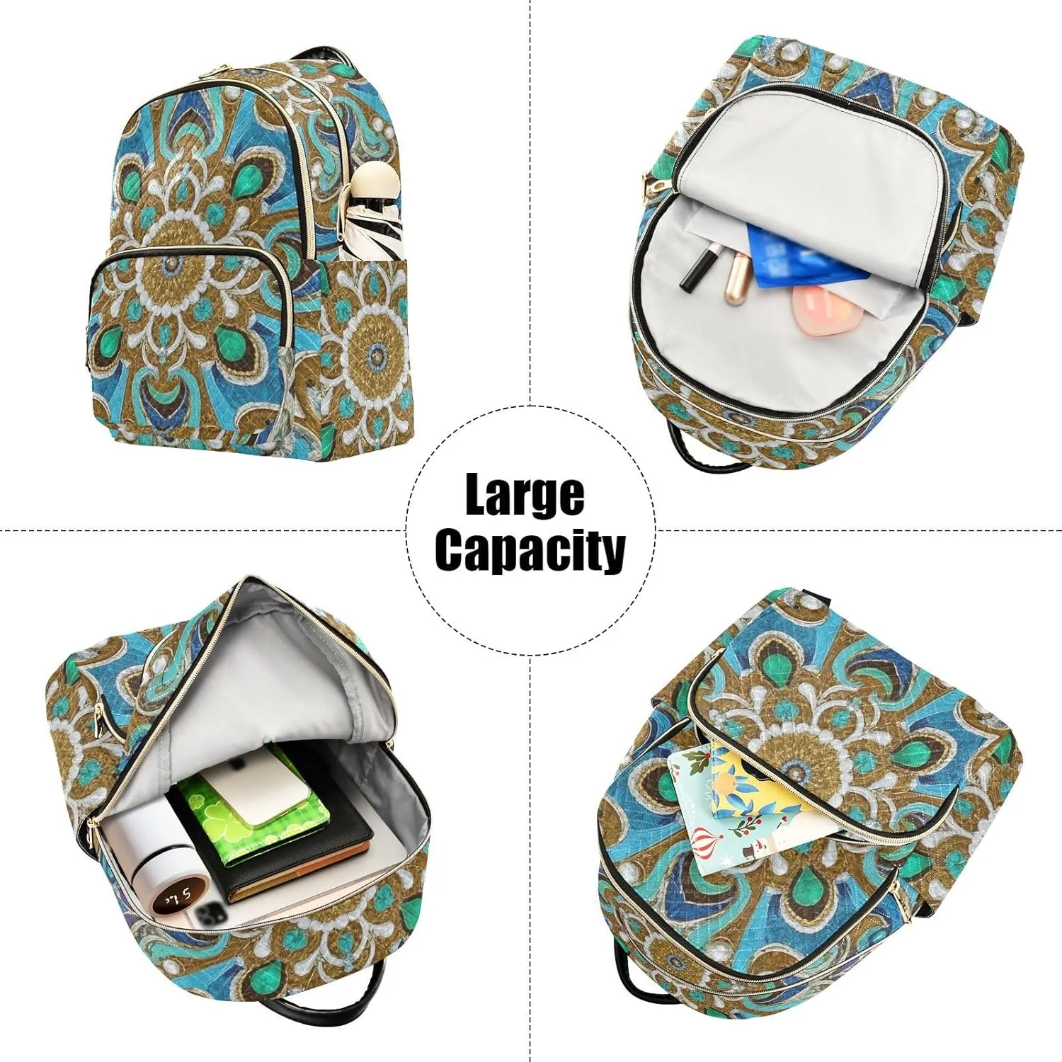 Mini Backpack Quilted Purse for Womens Small Backpack Daypack Embroider Pattern for Travel Daily Work,Multi2