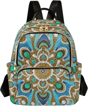 Mini Backpack Quilted Purse for Womens Small Backpack Daypack Embroider Pattern for Travel Daily Work,Multi2