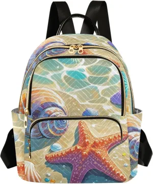 Mini Backpack Quilted Purse for Womens Small Backpack Daypack Starfish Print for Travel Daily Camping,Multi10