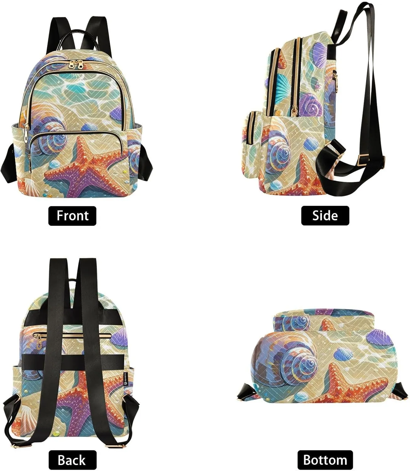 Mini Backpack Quilted Purse for Womens Small Backpack Daypack Starfish Print for Travel Daily Camping,Multi10