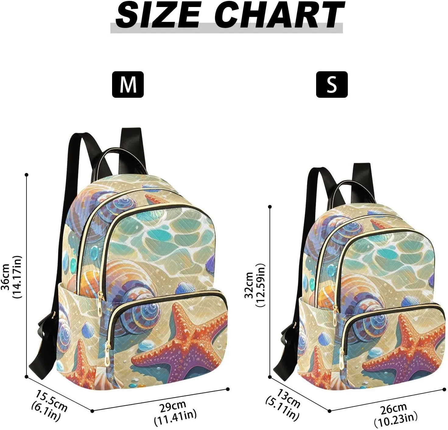 Mini Backpack Quilted Purse for Womens Small Backpack Daypack Starfish Print for Travel Daily Camping,Multi10