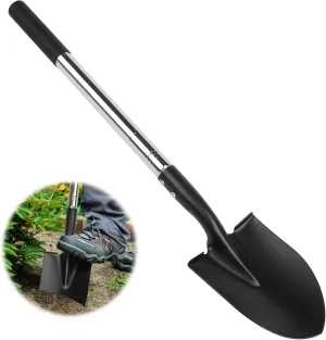 Mini Shovel with Carbon Steel, No-Slip H-Grip Ergonomic Handle, Square Nose Head for Gardening, Land Management, Yard Work, Farming and Outdoors, Essential for Camping and Hiking