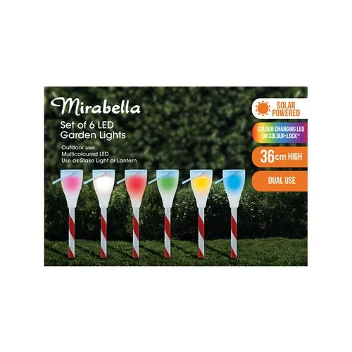 Mirabella Festive LED Dual Use Solar Garden Light - 6 Pack