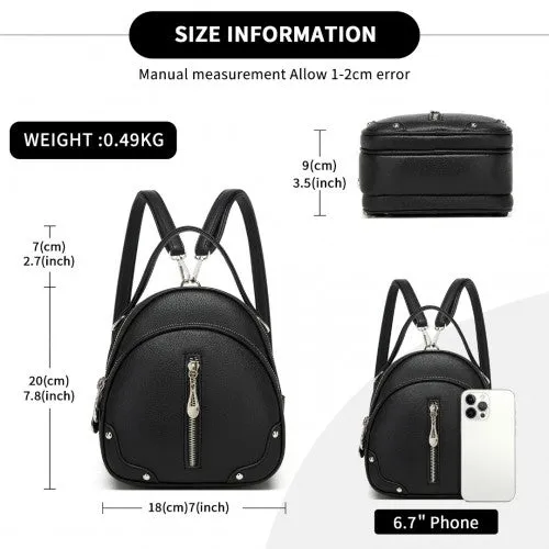 Miss Lulu Convertible Mini Backpack for Women - PU Leather 3-in-1 Small Handbag, Crossbody Bag & Shoulder Backpack