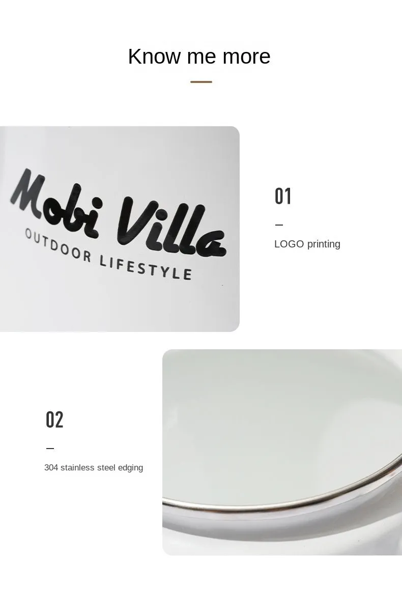 Mobi Garden Enamel Kettle Coffee Pot Portable Lightweight Cafe Maker Coffee Tea Hot and Cold Glazed Outdoor Camping Household Beach Travel Pot