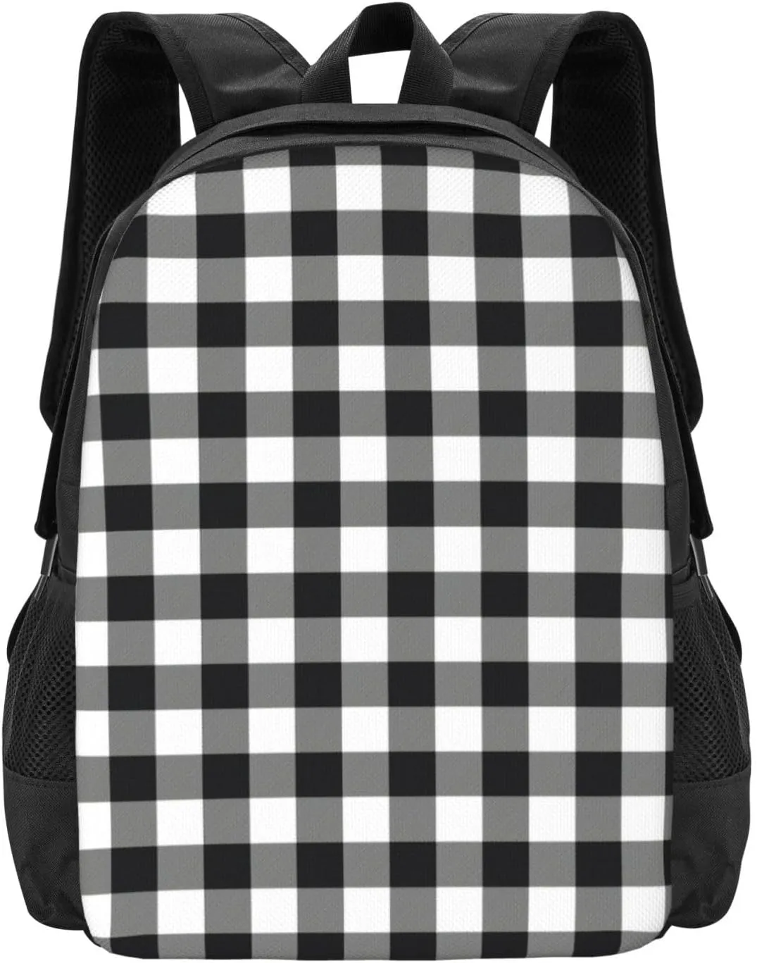 Modern Black White Buffalo Checks Lightweight Packable Backpack Travel Casual Hiking Daypack Foldable Backpack For Men Women