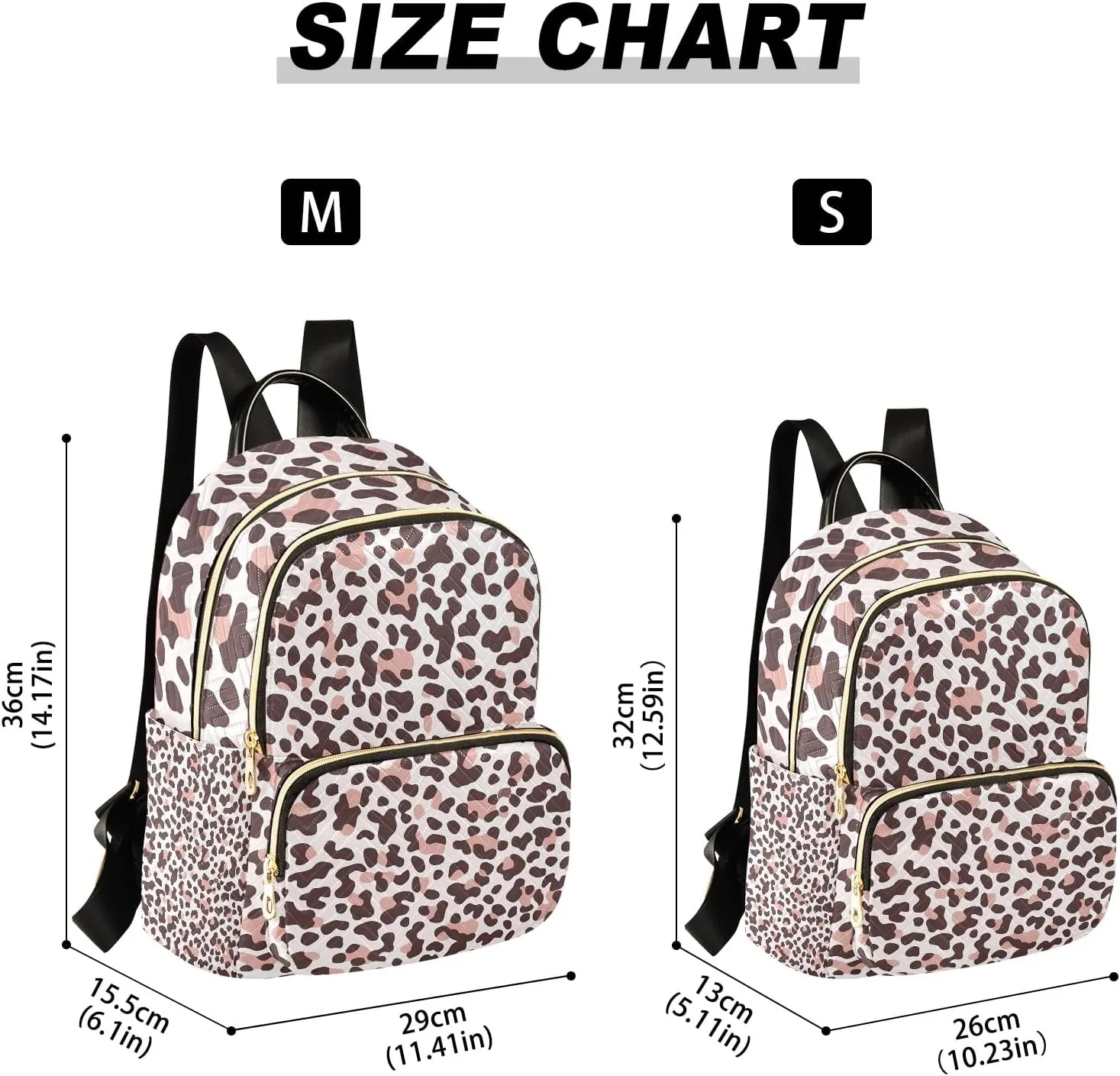 Modern Leopard Print Brownpink Campus Backpack Purse Bookbag Quilted Backpack for Women 13" Laptop Backpack Stylish Printed Rucksack with Multiple Pockets Lightweight Travel
