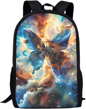 Modysero 17 Inch Funny Backpack for Girls Boys Butterfly School Bags with Smooth Zipper Large Capacity Lightweight Student Bookbag with Pockets
