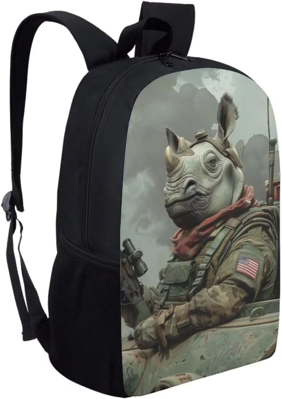 Modysero 17 Inch Funny Backpack for Girls Boys Rhinoceros School Bags with Smooth Zipper Large Capacity Lightweight Student Bookbag with Pockets