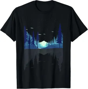 Moonlight Mountains Nature Trees Wildlife Forest Hiking T-Shirt
